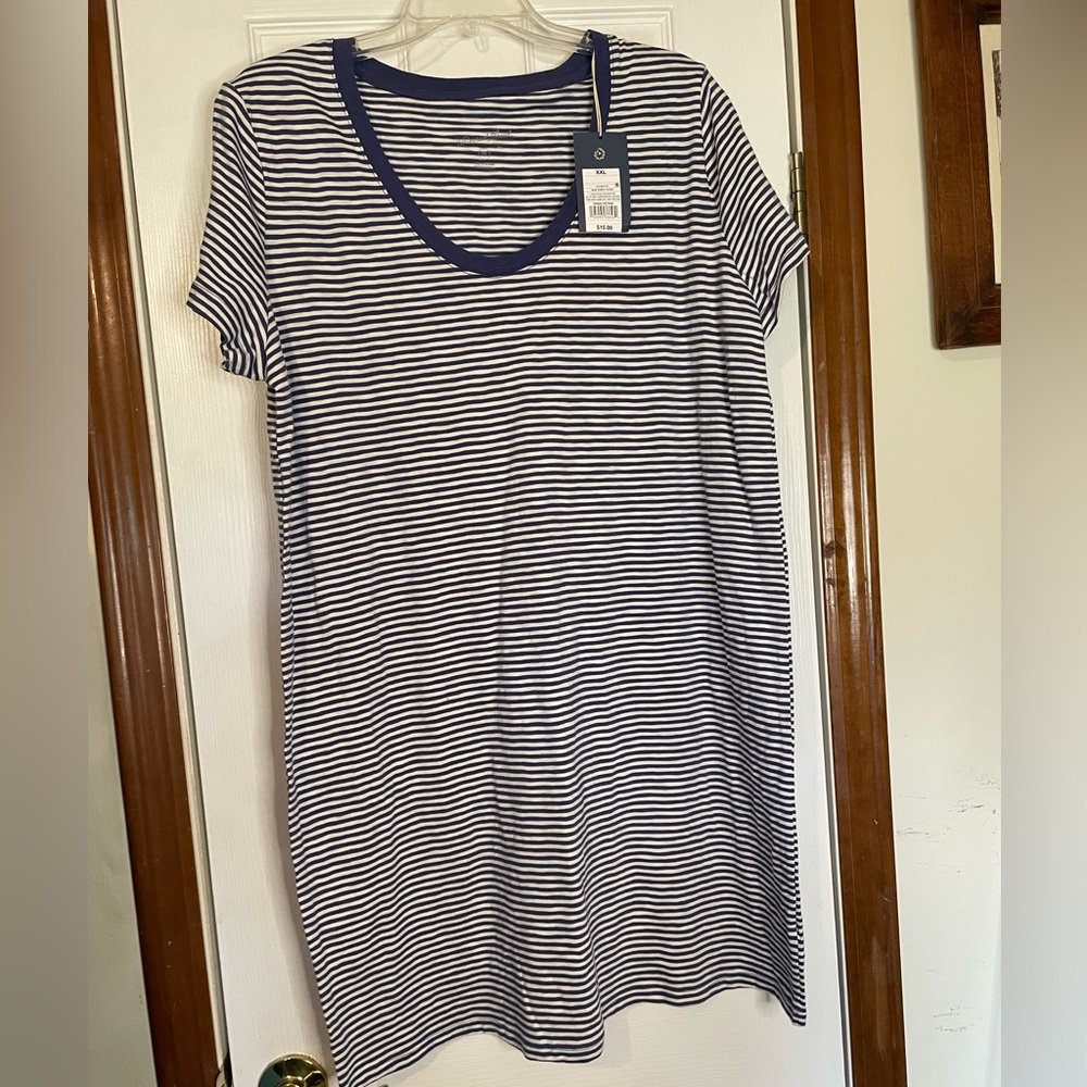 Universal Thread Womens Size L Blue Stripe Cotton Scoop Neck T-Shirt Dress